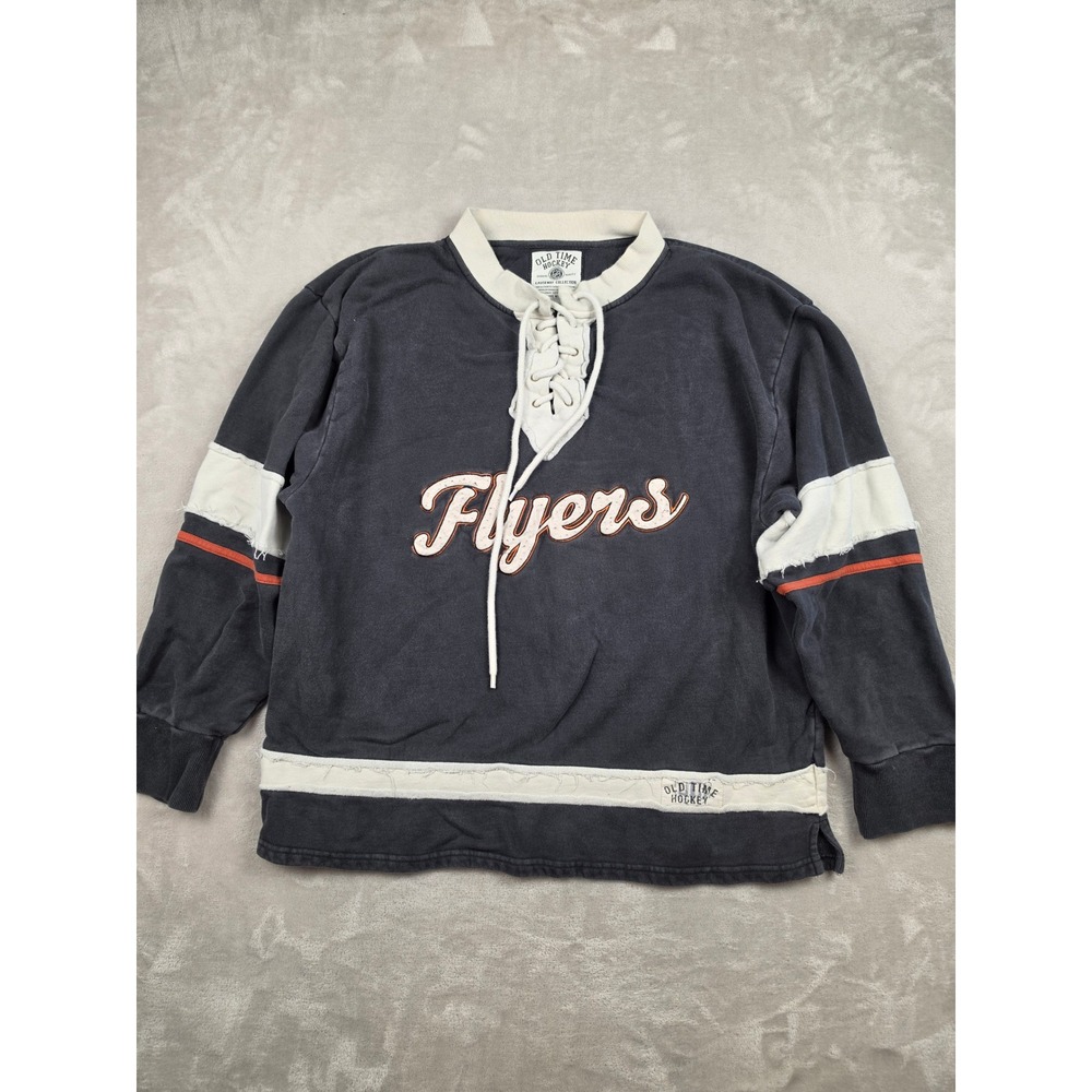 Old Time Hockey Flyers Sweatshirt Mens L Black Lace Up Causeway Collection Faded